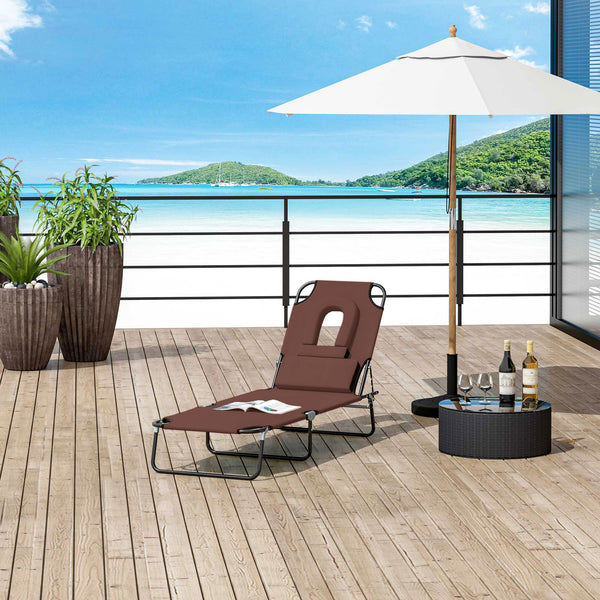 Lounge chair with face hole, brown