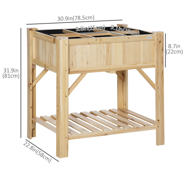 Raised planter with 6 pockets, storage shelf, and non-woven fabric