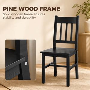 Black pine dining chairs, set of 2