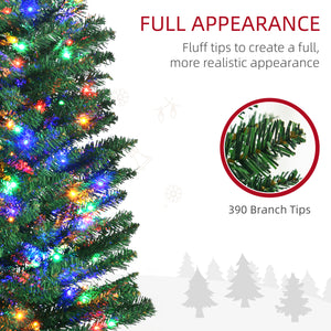 6ft Slim Artificial Christmas Tree with Colorful LED Lights