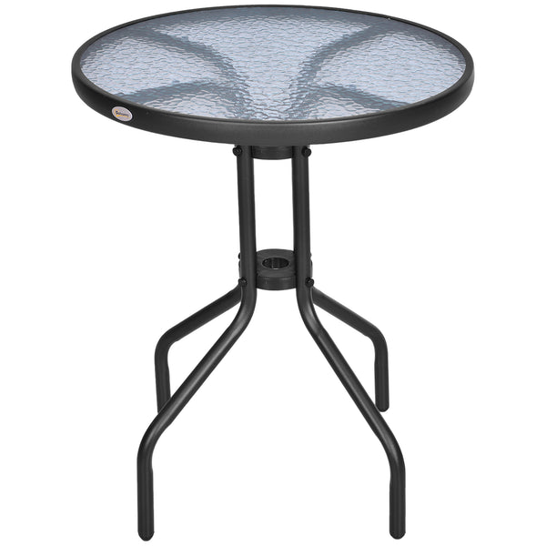 Round patio table with tempered glass top