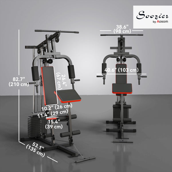 Multi-gym with a 65 kg weight stack