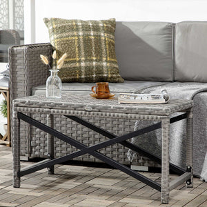 Wicker resin garden side table