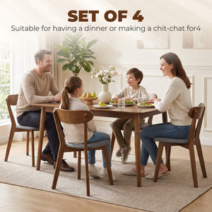 Wooden dining chairs, grey and brown, set of 4