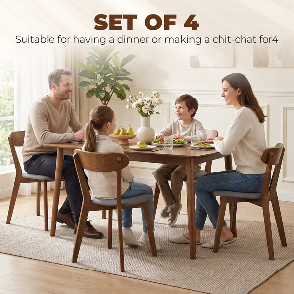 Wooden dining chairs, grey and brown, set of 4