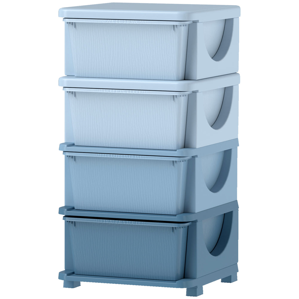 4-Tier Organizer with 4 Plastic Drawers, Blue