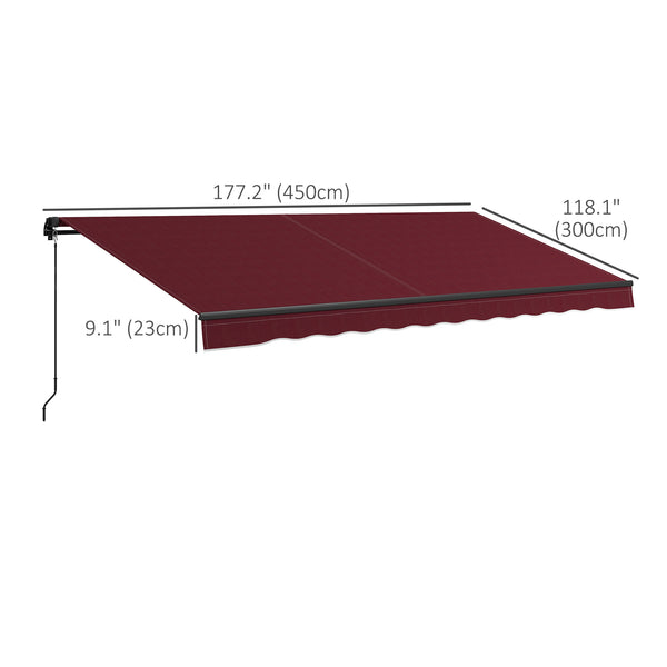 14.8 x 9.8 ft retractable blind, burgundy red 