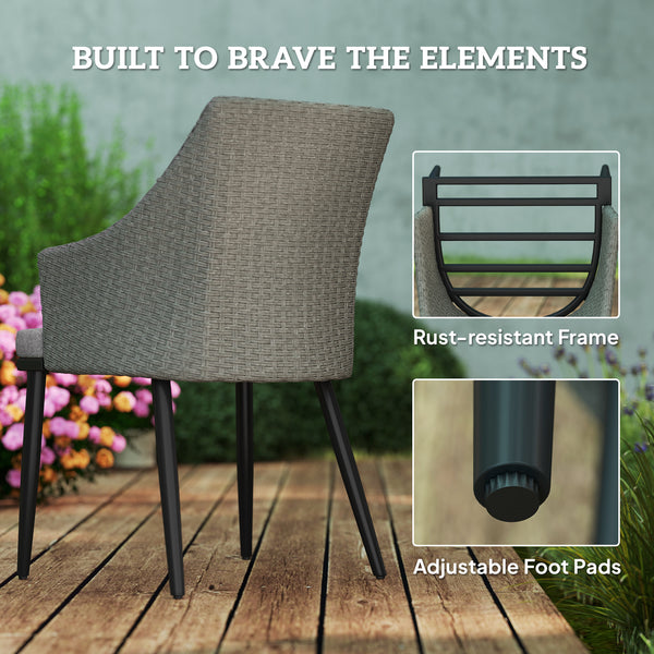 7 Piece Wicker Garden Furniture Set with Cushions, Parasol Hole, Slatted Top, for Garden, Porch, Balcony