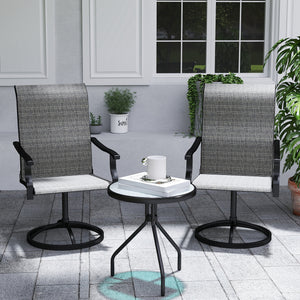 Set of 2 Outdoor Swivel Dining Chairs, High Back, All-Weather Mesh, Gray