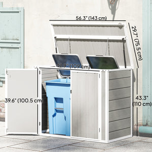 Garden bin shelter with chain lid, light grey