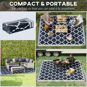 Reversible outdoor rug, dark blue