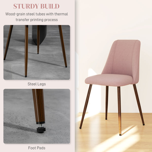 Set of 4 velvet upholstered dining chairs, pink