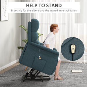 Electric lift chair for the elderly with remote control, blue