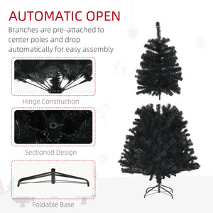 5ft Black Artificial Christmas Trees with Automatic Opening