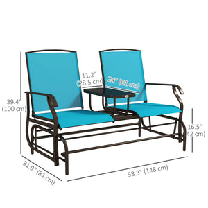 2-person rocking chair, garden bench, blue 