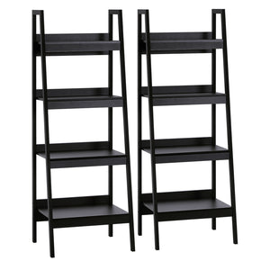 Set of 2 4-Tier Ladder Shelves, Black