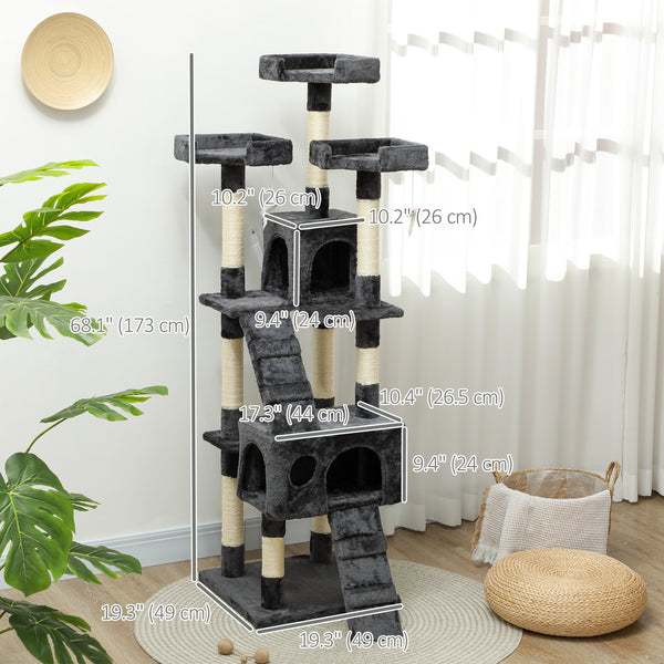 172cm Multi-Level Cat Tree, Dark Grey