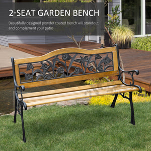 50" 2-seater garden bench, cast iron/wood, natural