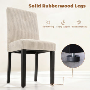 Set of 4 modern dining chairs with rubberwood legs and padded seats, beige