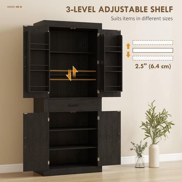 Country Style Storage Cabinet with 4 Barn Doors, Black