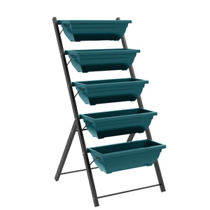 5-tier raised planter with 5 plant trays, green