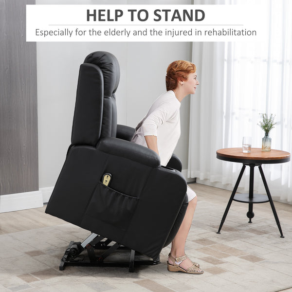 PU Leather Electric Recliner Lift Chair with Footrest, Black