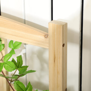 Raised wooden planter with trellis for climbing plants