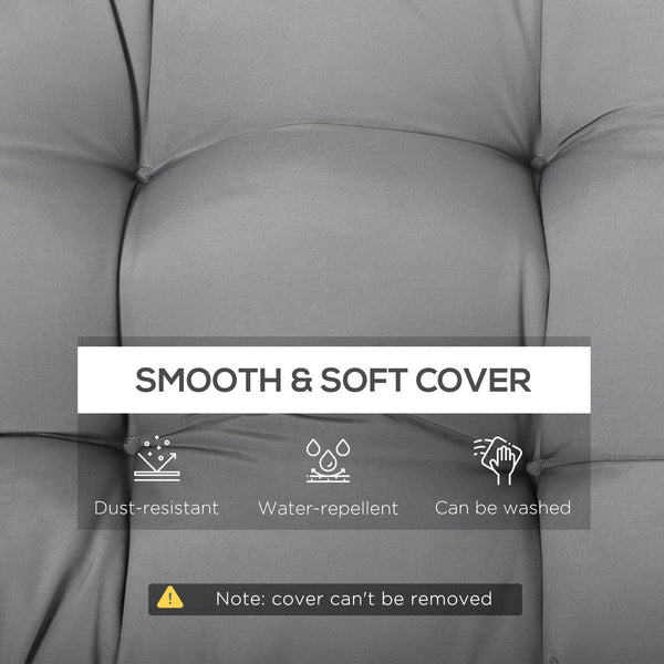 2 Pack Patio Bench Cushion Replacement, 2 Seater Outdoor Loveseat Seat Pad, Grey