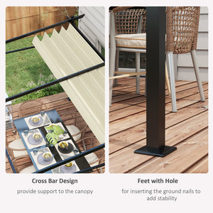 10 x 13 metal pergola with sliding and retractable roof, beige