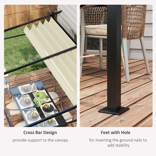 10 x 13 metal pergola with sliding and retractable roof, beige