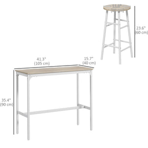 3 Piece Bar Table and Stool Set for 2 People, Pub Table and Chairs