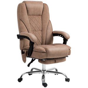 Massage office chair with adjustable height and footrest, brown