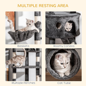 Adjustable cat tree from 240 to 250 cm, ceiling height, scratching post, activity center, gray