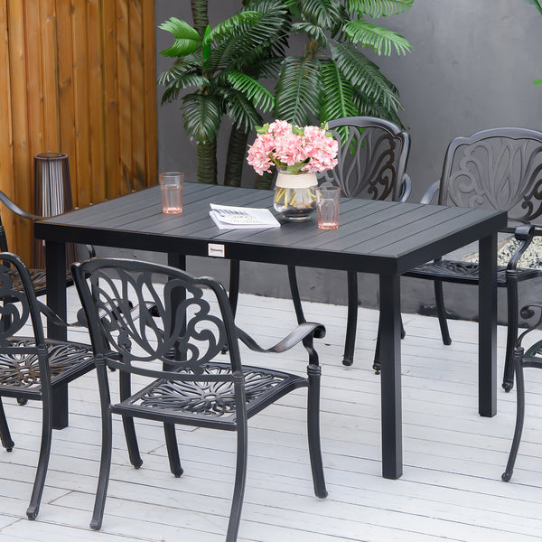 Rectangular aluminum garden table, black