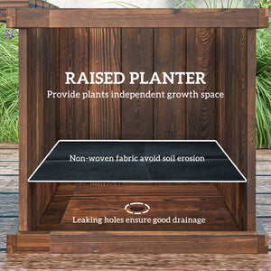 Raised Bench Planter for Patio and Park, 175 x 38 x 40 cm, Charred