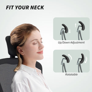 Ergonomic mesh office chair with headrest and lumbar support, black