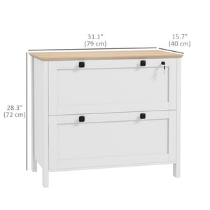 HOMCOM 2 Drawer File Cabinet, Lockable Filing Cabinet with Adjustable Hanging Bar for Letter, A4 and Legal Size, White |
