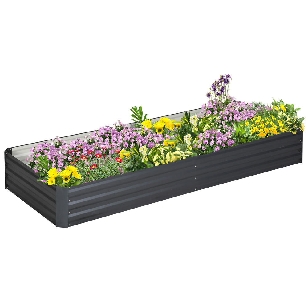 Galvanized raised planter, grey