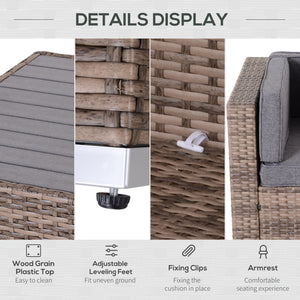7-piece furniture set in woven resin, grey