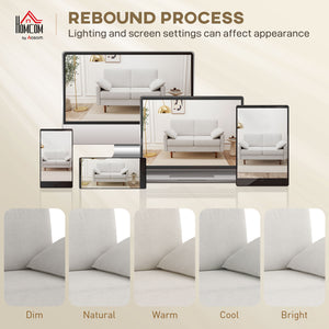 3 Seater Sofa, Velvet Upholstered Couch with Spring Cushions, Rubber Wood Legs and 2 Pillows, Cream White