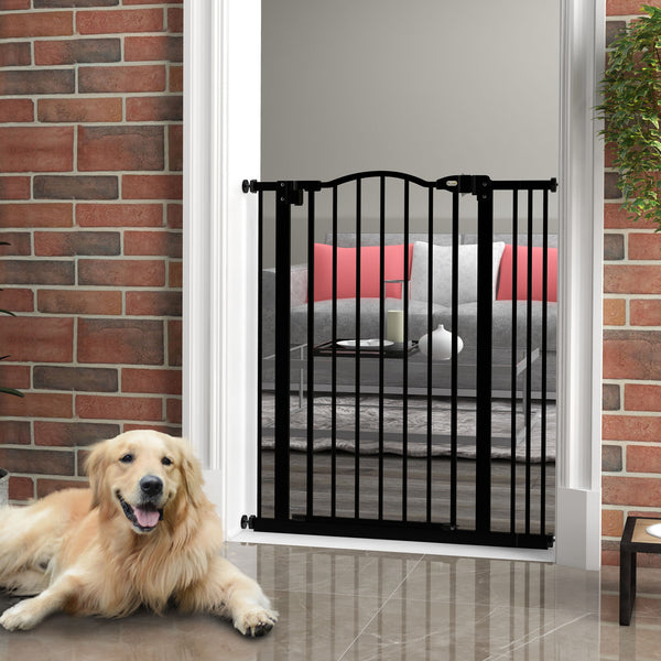 Extra tall dog gate with door, black