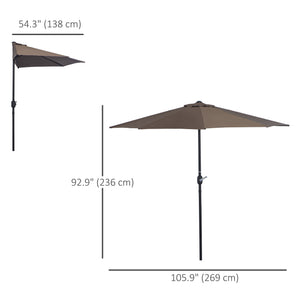 9-foot half-round parasol, coffee color 
