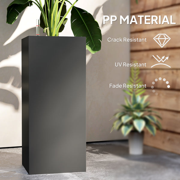 Set of 2 plastic planters with water level indicator, dark grey