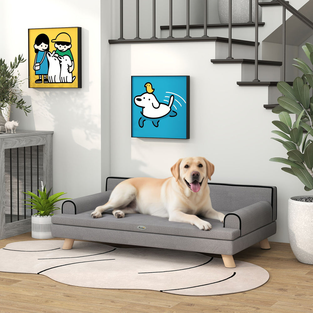 Raised Dog Bed for Medium and Large Dogs, Light Grey