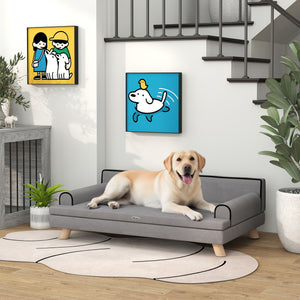 Raised Dog Bed for Medium and Large Dogs, Light Grey