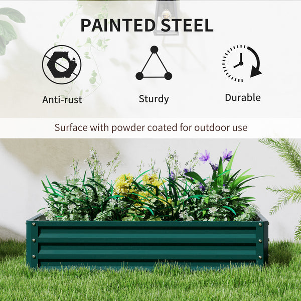 Set of 2 raised planters in galvanized steel, green 