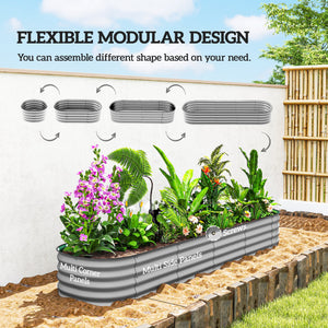 Galvanized raised planter with safety rim, silver