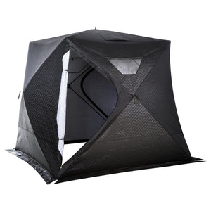 Pop-up ice fishing shelter for 4 people with carrying bag – Black