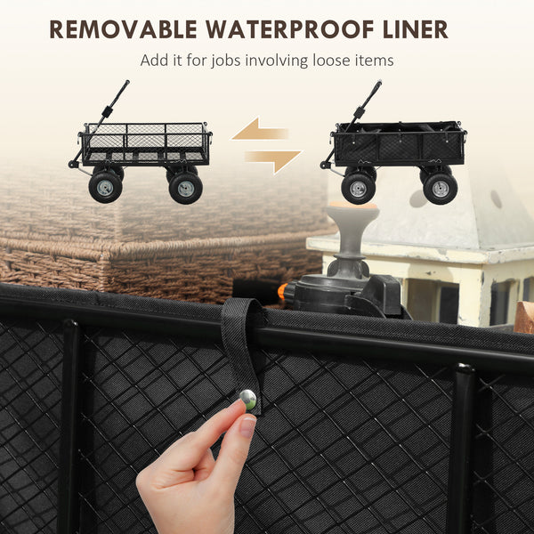 Steel garden cart with removable liner