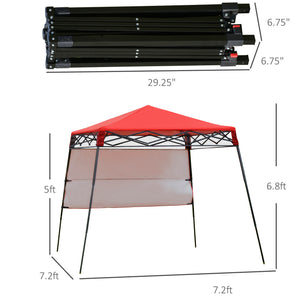 7 x 7 Folding Garden Canopy with Backpack and Adjustable Feet, Red and Black